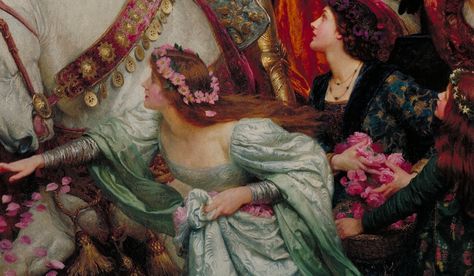 Sir Frank Dicksee, The Two Crowns (detail) Sir Frank Dicksee, The Two Crowns, Frank Dicksee, Pre Raphaelite Paintings, Pre Raphaelite Art, Junji Ito, Pre Raphaelite, Arte Inspo, Ethereal Art