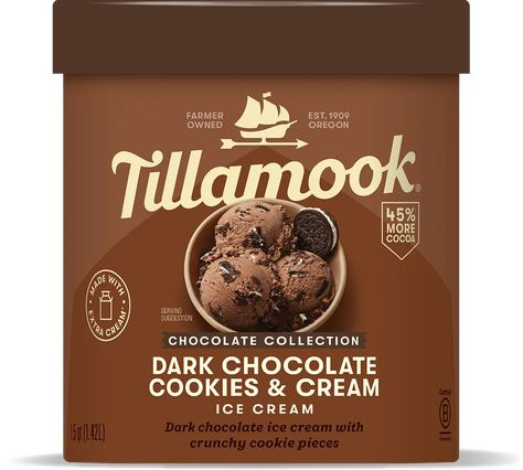 Sundae Cookies, Cookies Cream Ice Cream, Tillamook Ice Cream, Cookies And Cream Ice Cream, Chocolate Ice Cream Cake, Chocolate Decadence, Dark Chocolate Ice Cream, Ice Cream Novelties, Chocolate Collection