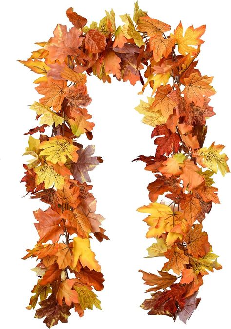 leaves and more leaves for fall!! Thanksgiving Dinner Party Decor, Fall Leaves Garland, Foliage Garland, Thanksgiving Lunch, Wedding Fireplace, Thanksgiving Garland, Autumn Garland, Vine Garland, Leaves Garland