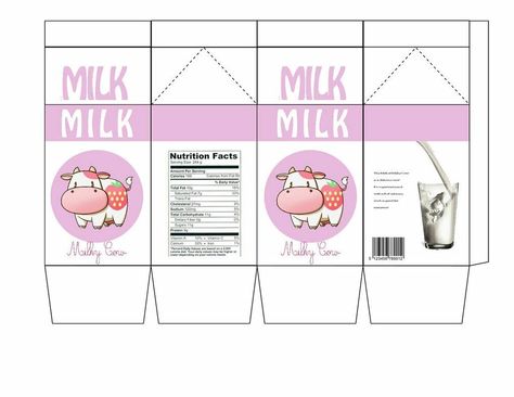 Froggy Stuff, Milk Cartons, Barbie Miniatures, Paper Box Template, Barbie Food, Mini Milk, Paper Toys Template, Milk Box, Diy Doll Miniatures