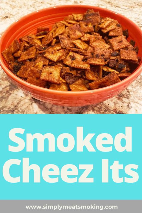 Did you know you can totally use your smoker to add a smokey flavor to snacks? Try this delicious smoked cheez its recipe now! smoked cheez its, smoked cheezit, smoked cheese its, smoked cheez its, smoked cheezits, smoked cheeze its, smoked cheeseits, smoke crackers, bbq cheez its, smoked goldfish, kiss smoker, bowl of cheez its, cheese nips vs cheez its, traeger snacks, traeger super bowl recipes Traeger Snacks, Smoked Cheez Its, Cheez Its Recipe, Meat Quotes, Cheez It Recipe, Vegan Mushroom Burger, Cheez Its, Bbq Quotes, Slow Cooked Brisket