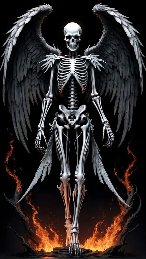 Winged Skeleton Skeleton With Wings, Skeleton Angel, Winged Skeleton, Anne Stokes Art, Cool Skull Drawings, Spooky Halloween Pictures, Skull Drawings, Sugar Skull Artwork, Reaper Tattoo