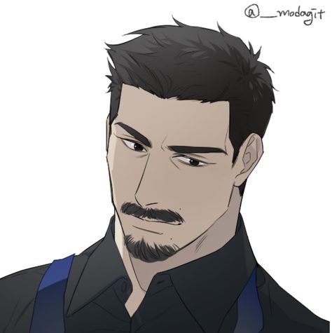 Anime Guy Beard, Anime Men With Beard, Anime Man Beard, Anime Guy With Beard, Older Anime Man, Mustache Drawing, Male Face Drawing, Beard Drawing, Beard Art