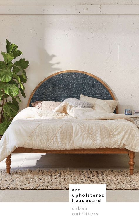 I’ve only had two real beds in my life, a cherrywood sleigh daybed and a curved iron headboard that I’ve had since... Beds Without Headboards Ideas, Minimal Office Decor, Cheap Headboard, Bohemian Headboard, Cheap Bed, Bed Without Headboard, Creative Headboard, Boho Headboard, White Linens