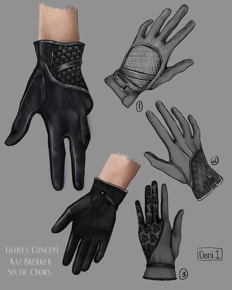 Guantes Theif Outfit Aesthetic, Kaz Brekker Inspired Outfits, Theif Aesthetic, Costume Concept Art, Gloves Illustration, Crows Fanart, Gloves Drawing, Costume Concept, Grisha Trilogy