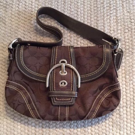 Coach Signature Brown Buckle Hobo Purse & Wallet Never Worn Purse - Coach - Canvas And Leather - Silver Hardware - Internal Zip Pocket - Coach Tag Attached Coach Mini Skinny Id Case - Gently Used Selling Together Vintage Coach Purse, Fall 2000s, Pretty Fits, Brown Coach Purse, Fit Board, Fav Products, Visual Archive, Dream Bags, Purse Coach