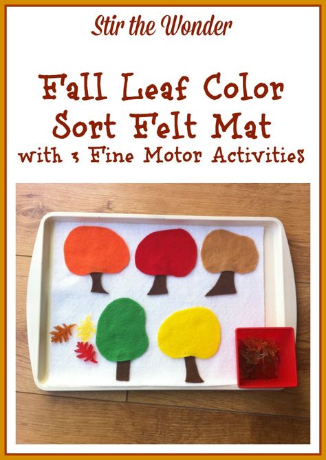 Fall Leaf Color Sort Felt Mat | Stir the Wonder Autumn Preschool Theme, Fall Themes, Preschool Fall, Autumn Leaf Color, Fall Preschool Activities, Fall Lessons, Autumn Activities For Kids, Fall Preschool, Toddler Fall