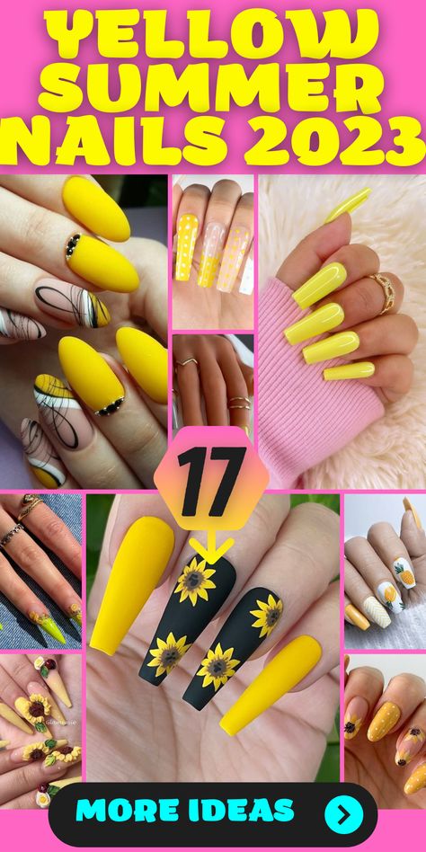 Celebrate the brightness and joy of Canary Yellow nail designs. This color, reminiscent of the vibrant canary bird, brings a touch of tropical warmth and energy to your style. The Canary Yellow hue is a beautiful blend of citrus and sunflower shades, offering an ideal balance between brightness and elegance. Whether you're looking for spring nail ideas 2023 or planning ahead for the summer, this color is a versatile addition to your palette. Vibrant Nail Colors, Spring Nail Ideas, Summer Acrylic, Vibrant Nails, Cute Summer Nails, Summer Acrylic Nails, Bright Ideas, Spring Nail, Yellow Nails