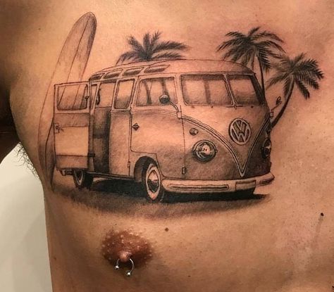 VW B 🖤 Campervan Tattoo, Vw Tattoo, Hawaii Tattoo, Hawaii Tattoos, Arm Tats, Hand Tattoos For Guys, Tattoo Inspo, Hand Tattoos, Tattoos For Guys