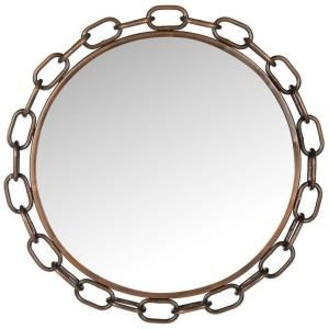 Safavieh Atlantis Chain Link 26 in. x 26 in. Round Framed Mirror-MIR4042A - The Home Depot Copper Mirror, How To Polish Copper, Mirror Wall Bedroom, Contemporary Wall Mirrors, How To Clean Mirrors, Circular Mirror, Mirror Wall Bathroom, Living Room Mirrors, Round Wall Mirror