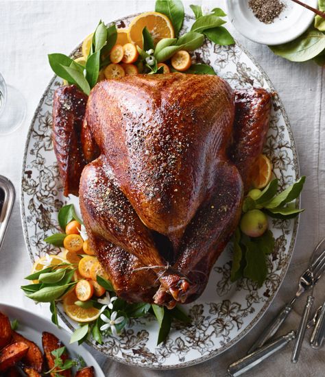 Classic Roast Turkey | Williams-Sonoma Williams Sonoma Thanksgiving, Citrus Herb Roasted Turkey, Dry Brine Turkey, Thanksgiving Turkey Dinner, Herb Roasted Turkey, Turkey Brine Recipes, Frozen Turkey, Traditional Thanksgiving, Compound Butter