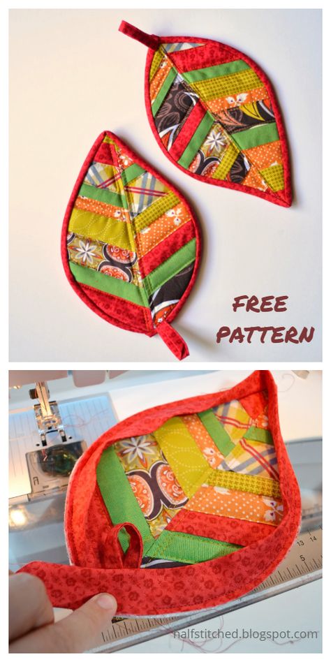 DIY Quilted Leaf Potholders Free Sewing Patterns & Paid Quilted Leaf Potholders, Leaf Potholder Free Pattern, Vintage Potholders Free Pattern, Applique Potholders, Hot Pads Sewing Patterns Free, Potholders To Sew Free Pattern, Leaf Potholders, Potholder Patterns Free, Diy Potholders