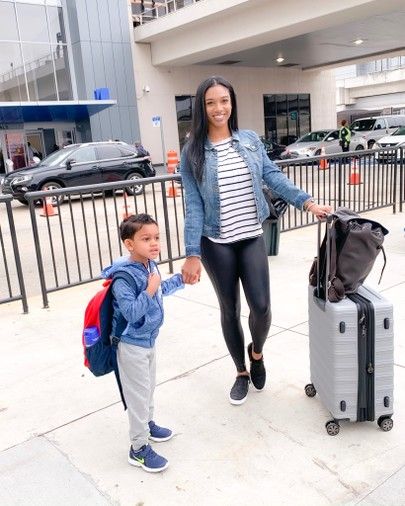 Travel Style, Airport Style, Airport Outfit, Travel OOTD, ootd, travel, suitcase, luggage deals, Spanx Faux Leather Leggings, Spanx Leggings Travel Style Airport, Travel Ootd, Millennial Mom, Outfit Travel, Airport Look, Travel Suitcase, Work From Home Tips, By Plane, Boys Nike