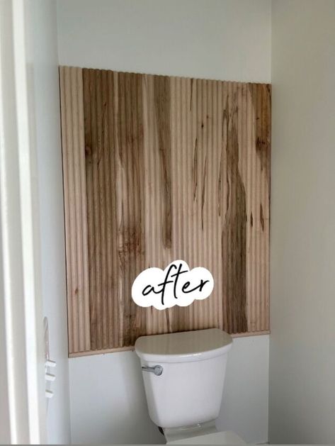 Bead Panel Accent Wall-bathroom | Hometalk Behind Toilet Accent Wall, Wall Behind Toilet, Easy Accent Wall, Wood Panel Bathroom, Accent Wall Tutorial, Behind Toilet, Wood Wall Bathroom, Bathroom Accent Wall, Wood Accent Wall