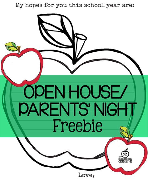 Free Open House/ Parent’s Night Printable {Apple Themed} Open House Parent Gifts, Parent Open House, Meet The Teacher Ideas, Open House Activities, Back To School Poem, Open House Back To School, Themes For School, Open House Night, House Clip Art