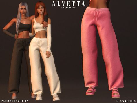 The Sims Resource - ALVETTA | sweatpants Sweat Pant Outfits, Sweatsuit Outfit, Sweats Set, Low Waisted Pants, Low Waist Pants, Free Sims 4, The Sims 4 Packs, Sims 4 Game Mods, Sims 4 Expansions