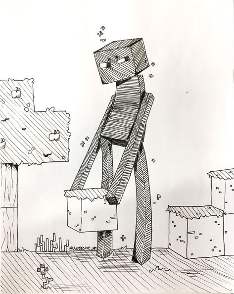 Minecraft Sketch, Minecraft Enderman, Minecraft Drawings, Minecraft Steve, Minecraft Inspiration, Minecraft Memes, Art Sketches Pencil, Minecraft Art, Cyberpunk 2077