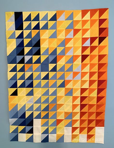 Anja Quilts: WIP Wednesday - 2020 Temperature Quilt Temperature Quilts, Pattern Block Templates, Temperature Quilt, Modern Quilting Designs, Temperature Blanket, Quilting Board, Half Square Triangle Quilts, Rainbow Quilt, Beginner Quilt Patterns