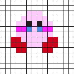 Kirby Kandi Pattern, Kirby Kandi, Pixel Art Kirby, Easy Perler Bead Patterns, Kandi Ideas, Easy Perler Beads Ideas, Easy Pixel Art, Fuse Bead Patterns, Pixel Art Templates