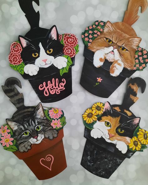 Painted Mailboxes, Painted Cat, Cat Paintings, Cat Christmas Tree, Christmas Topper, Cat Faces, Hand Painted Cat, Custom Cat Portrait, Wall Art Flower