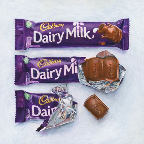 Joël Penkman | Dairy Milk Joel Penkman Gcse Sketchbook, Chocolate Bar Drawing, Food Textiles, Products Sketch, Joel Penkman, Journeys Art, Cadbury Chocolate Bars, Confectionary Art, Sweets Art