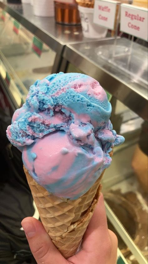 Cotton Candy Ice Cream Aesthetic, Ice Cream Cotton Candy, Sanrio Cafe, Blue Foods, Cotton Candy Ice Cream, Candy Ice Cream, Soul Food Dinner, Ice Cream Candy, Pretty Dessert