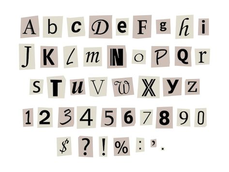 Paper Letters Aesthetic, Numeros Aesthetic, Ransom Font, Editing Pngs, Ransom Letters, Number Icons, Newspaper Letters, Scrapbook Alphabet, Font Letters