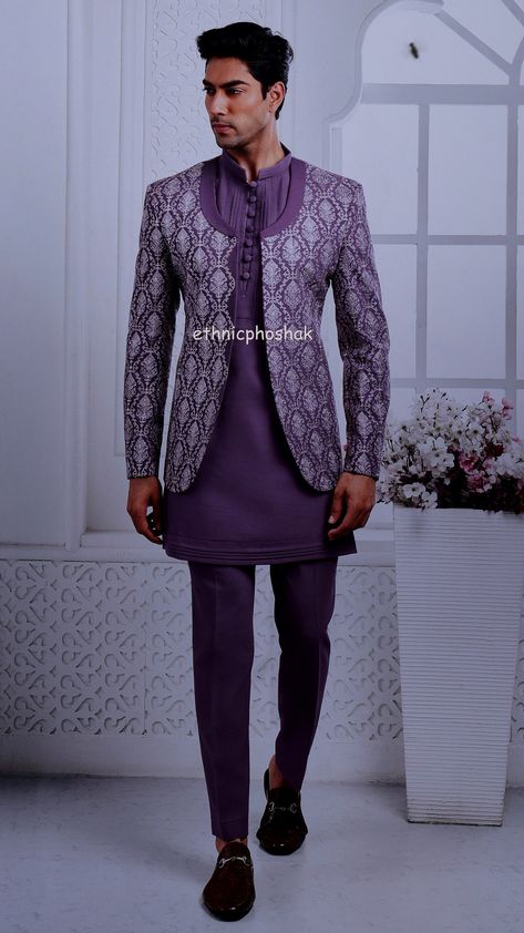 Open Sherwani, Men Jodhpuri, Plain Kurta, Chicken Kari, Pajama Style, Indian Shoes, Chikankari Embroidery, Sherwani For Men, Wedding Sherwani