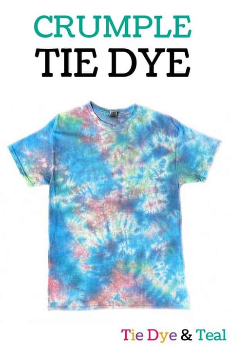 Tie Dye Patterns Crumple, Crumple Tie Dye Patterns, Crumple Tie Dye Technique, Crumble Tie Dye Techniques, Tie Dye Crumple Pattern, Christmas Tie Dye Shirts Diy, Tie Died Tshirts Aesthetic, Tiedye Tshirt Patterns How To, Tye Dye Pillow Cases