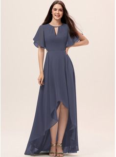 A-Line Scoop Neck Asymmetrical Satin Bridesmaid Dress (007090173) - JJ's House Brazil Wedding, Wrap Dress Bridesmaid, Modern Bridesmaid, Satin Bridesmaid Dress, Design Outfit, Graphic Makeup, Bridesmaid Dresses Plus Size, Satin Bridesmaid Dresses, Fall Dress