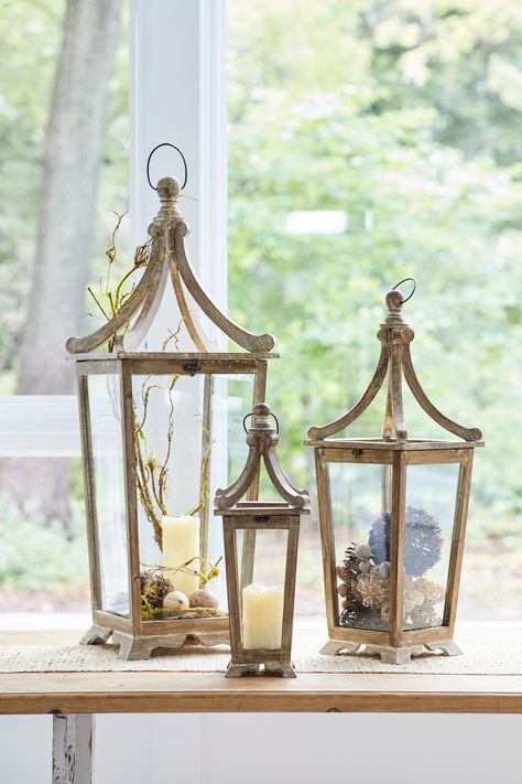 Do you want to see the best selling lanterns of 2019? These 3 wooden lanterns continue to be the hottest design trend. There are so many ways to design with this trio. #74327 Set of 3 Large Lantern Decor, Floor Lanterns, Floor Lantern, Entryway Decor Small, Lantern Candle, Large Lanterns, Wood Lantern, Classic Candles, Easy Candles