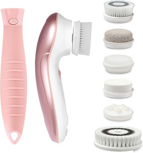 Amazon.com: Fancii 7 in 1 Waterproof Electric Facial & Body Cleansing Brush Exfoliating Kit with Handle and 6 Brush Heads - Best Advanced spin Brush Microdermabrasion Scrub System for Face (Blush) : Beauty & Personal Care Silicone Face Brush, Clear Blackheads, Body Cleansing, Pedicure At Home, Facial Brushes, Facial Cleansing Brush, Cleansing Brush, Gentle Exfoliator, Body Brushing