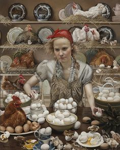 Andrea Kowch, Pecking Order, Mark Ryden, Magic Realism, American Gothic, Chicken Art, Arte Animal, Pics Art, American Artists