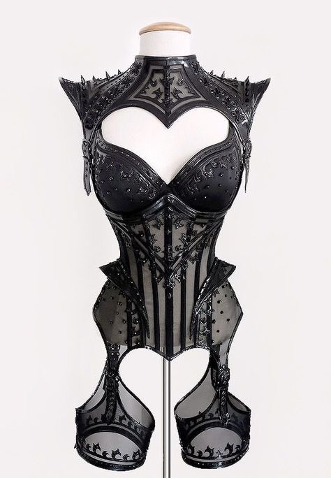 Couture Corset, Evermore Fashion, Knight Outfit, Lingerie Outfits, Gothic Outfits, Goth Outfits, Fantasy Clothing, Fantasy Fashion, Dark Fashion