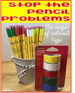 Time 4 Kindergarten: A Solution for the Pencil Problems Pencil Crayon Organization, Classroom Pencil Organization, Washi Tape Classroom Ideas, Pencil Organization Classroom, Pencil Organization, Organization For Students, Pencil Labels, Teaching Organization, Classroom Hacks