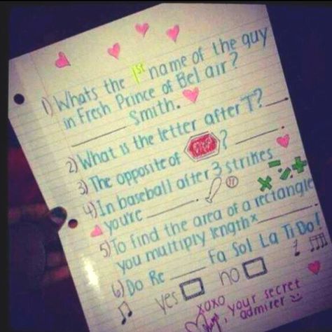 Would be a cute way to ask someone to a dance! Asking A Girl Out, Asking Someone Out, 3 Strikes, Ask Out, Fresh Prince Of Bel Air, Prince Of Bel Air, Secret Admirer, Get A Boyfriend, Prom Proposal