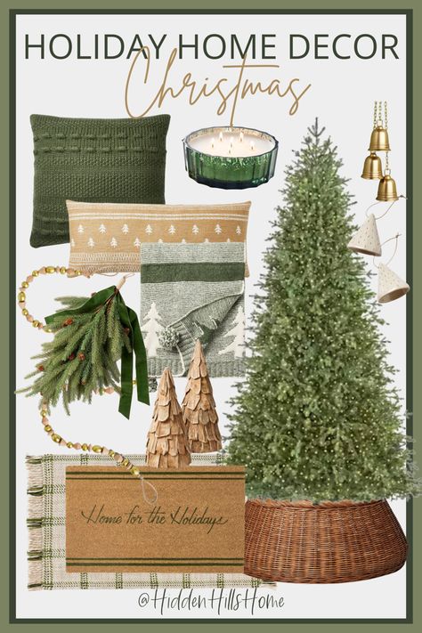 Cute and affordable holiday Christmas decor ideas! Cute decor for Christmas Target Christmas Decor, Grand Fir, Green Christmas Tree Decorations, Lights For Christmas, Cozy Christmas Decor, Neutral Christmas Decor, Decor Christmas Tree, Farmhouse Christmas Tree, Christmas Decor Inspiration