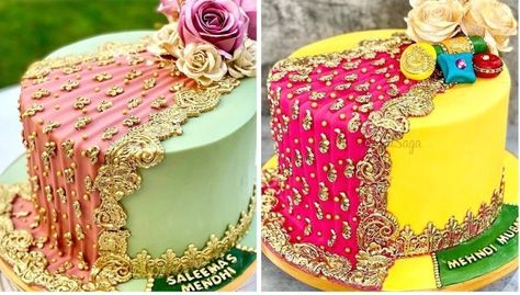 Mehandi Cake, Mehandi Ceremony, Cake Inspo, Wedding Cake Decorations, Haldi Ceremony, Celebration Cakes, Cake Ideas, Wedding Cake, Wedding Cakes