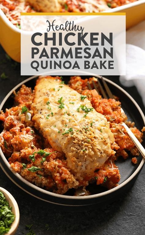 Quinoa Dinners, Casserole Italian, Parmesan Quinoa, Quinoa Bake, Chicken Marinara, Cake Courgette, Parmesan Casserole, Healthy Chicken Parmesan, Quinoa Casserole