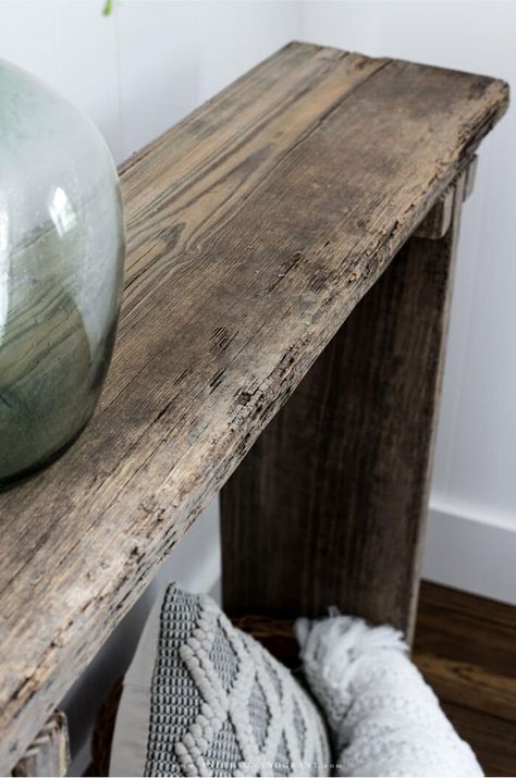 Diy Entryway Table, Diy Reclaimed Wood, Reclaimed Wood Console Table, Easy Budget, Diy Entryway, Entryway Table, Wood Console Table, Wood Console, Restoration Hardware