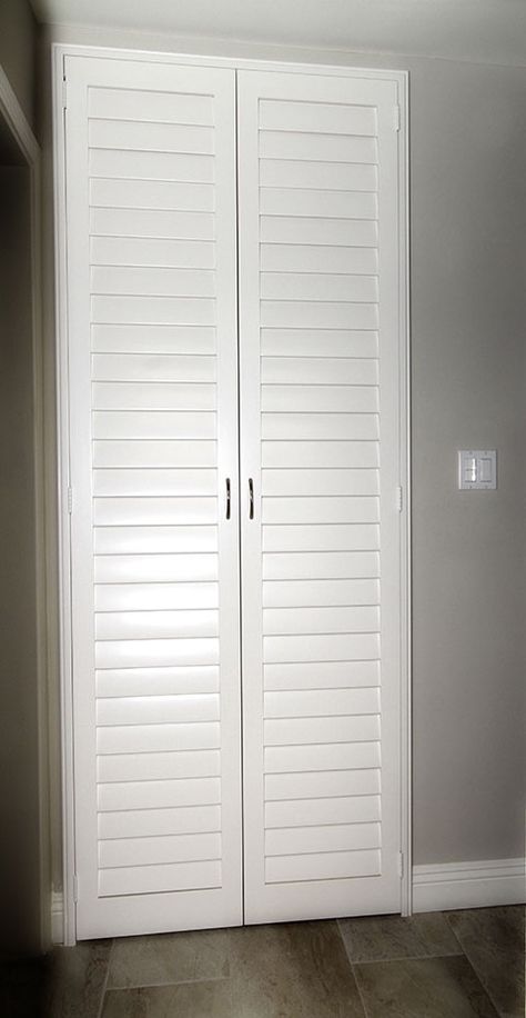 Wood Closet Door, Hall Door, Wood Closet Doors, Mini Wardrobe, White Shutters, What Are Your Goals, Wood Closet, Bedroom Furniture Layout, Shutter Blinds