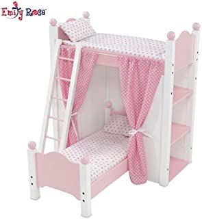 Loft Bunk Bed, Doll Bunk Beds, Bunk Bed Ladder, Bunk Bed Plans, Doll Storage, Polka Dot Bedding, Soft Bedroom, Loft Bunk Beds, White Loft