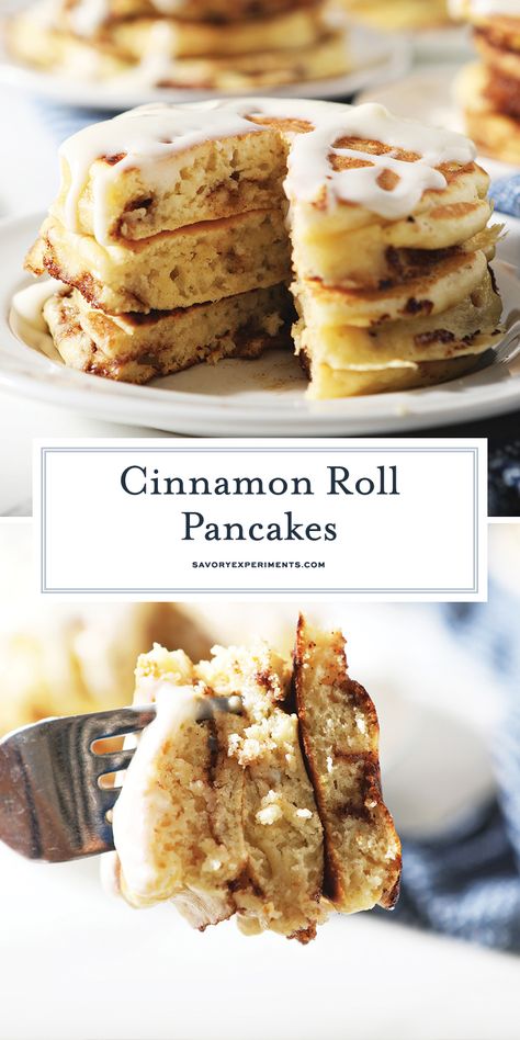 Hungry Jack Pancakes, Cinnamon Swirl Pancakes, Cinnamon Roll Pancakes Recipe, Homemade Pancake Mix, Yummy Pancake Recipe, Cinnamon Roll Pancakes, Cinnamon Pancakes, Cream Cheese Glaze, Quick Breakfast Recipes