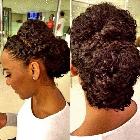 curly updo with braids for black women Summer Updo, Unnatural Hair Color, Transitioning Hair, Hair Glam, Cabello Afro Natural, Quick Hair, Curly Updo, Curly Hair Updo, Beautiful Natural Hair