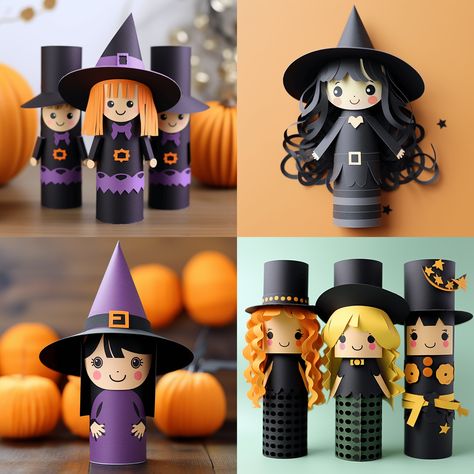 Halloween Paper Tube Crafts Vampire Toilet Paper Rolls, Loo Roll Halloween Craft, Halloween Craft Toilet Paper Roll, Diy Toilet Paper Roll Crafts Halloween, Toilet Paper Roll Witch, Witch Halloween Craft, Kids Craft Halloween, Halloween Toilet Roll Crafts, Crafts Ideas With Paper