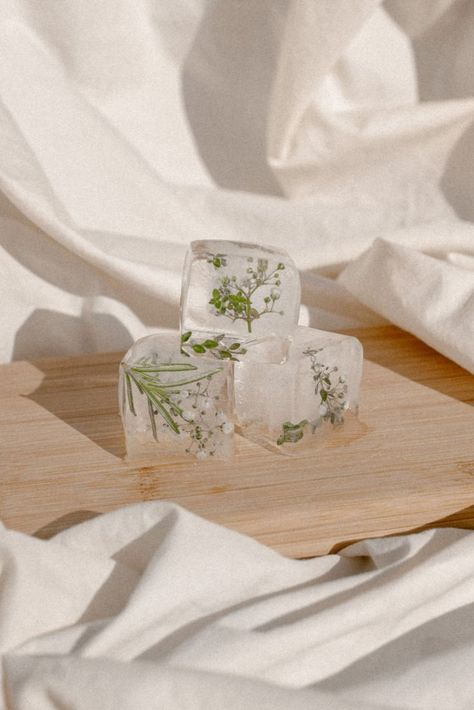 Ice Cubes, Herbs, White, Beauty