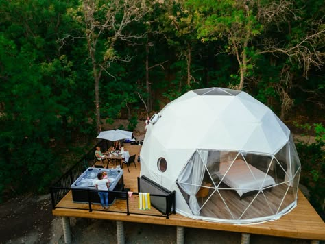 Jungle Camping, Geodesic Dome Tent, Bali Jungle, Theme Hotel, Solar Fan, Dome Tent, Geodesic Dome, Garden Sofa, Vacation Resorts