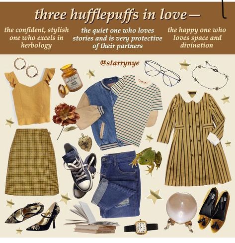 Modern Hufflepuff Outfits, Hufflepuff Lookbook, Hufflepuff Clothes, Hufflepuff Outfit, Hogwarts Outfits, Hufflepuff Aesthetic, Niche Memes, Fandom Fashion, Harry Potter Outfits