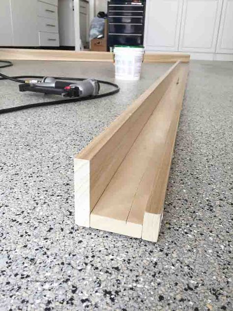 Shelves For Picture Frames, Hallway Picture Shelf, Natural Wood Framed Art, Shelving For Picture Frames Photo Ledge, Gallery Wall Shelf Picture Ledge Hallway, Picture Ledges Diy, Photo Wall Shelves Living Room, Wall Picture Shelves, Diy Picture Rail Shelf