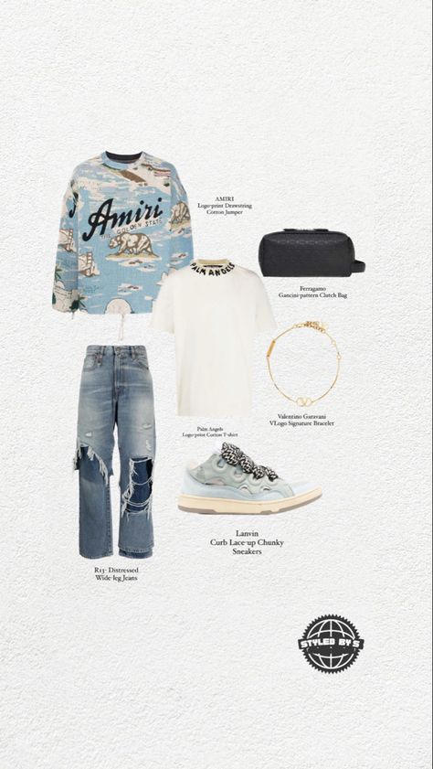 Blue Lanvin Sneakers Outfit, Blue Lanvin Sneakers, Lanvin Sneakers Outfit, Lanvin Outfit, Lanvin Sneakers, Signature Bracelet, Cotton Jumper, Going Out Outfits, Chunky Sneakers